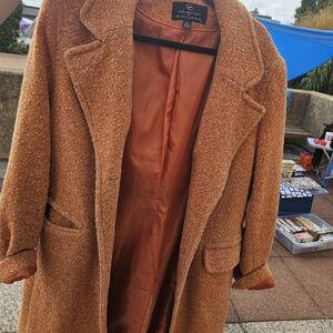 Collection B Orange Tweed Trench Coat